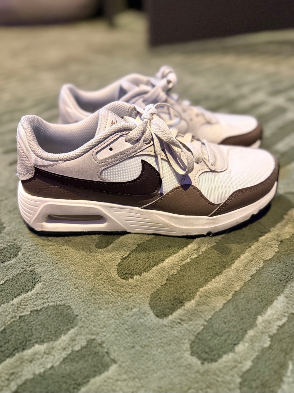 Nike White and Brown Low-Top Swoosh Sneakers